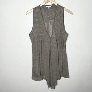 Cabi Chiffon Sleeveless Tunic Vest Overlay Top Women's Medium Taupe‎ Sheer